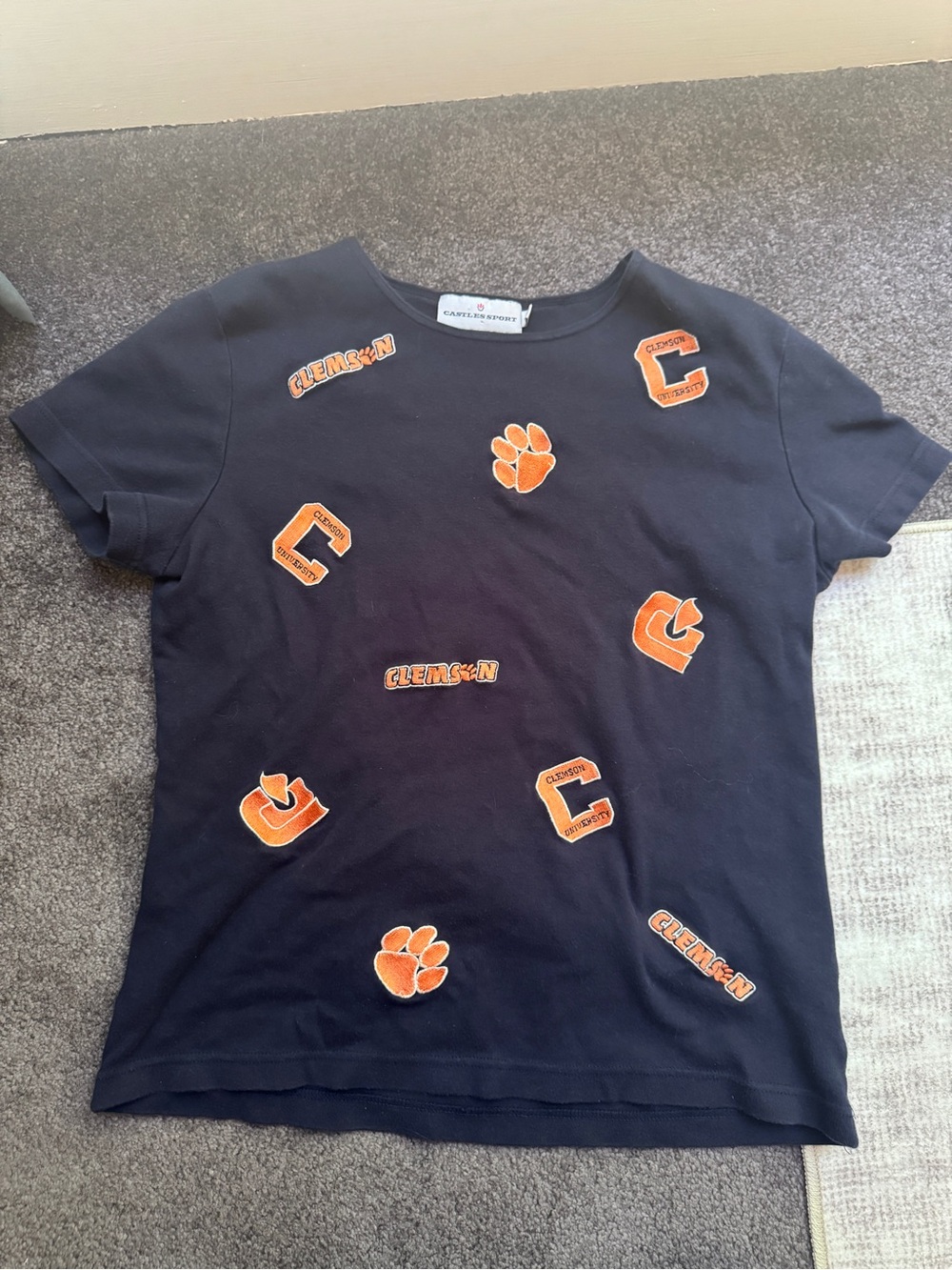 Clemson Tigers Black + Orange Embroidered Shirt Size L